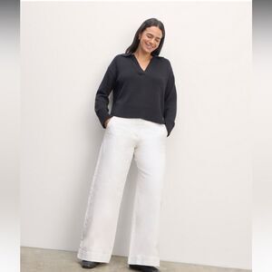 Everlane White Wide-Leg Trouser Pants Size 12